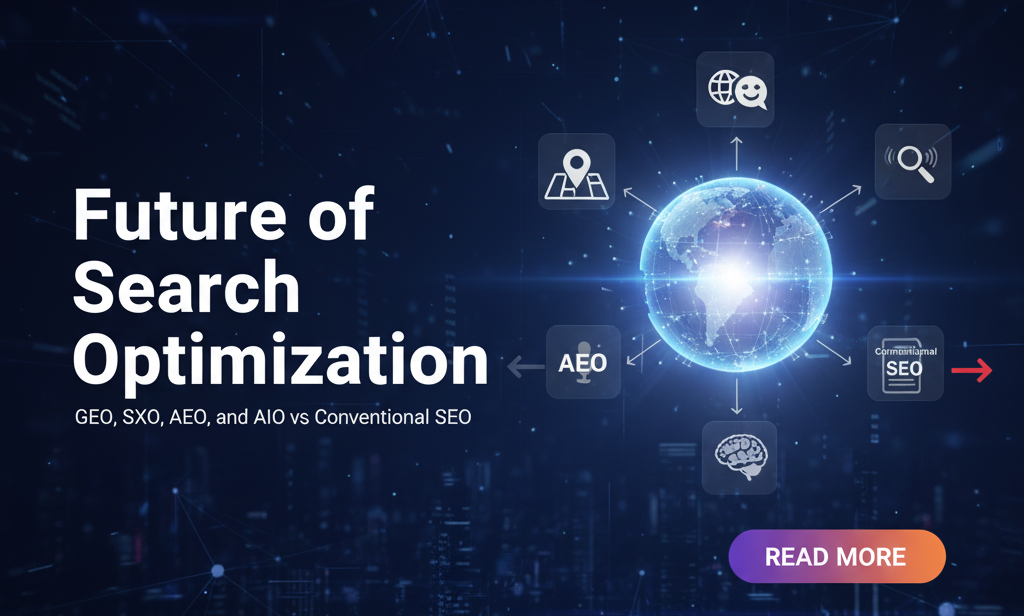 The Future of Search Optimization: GEO, SXO, AEO, and AIO vs Conventional SEO