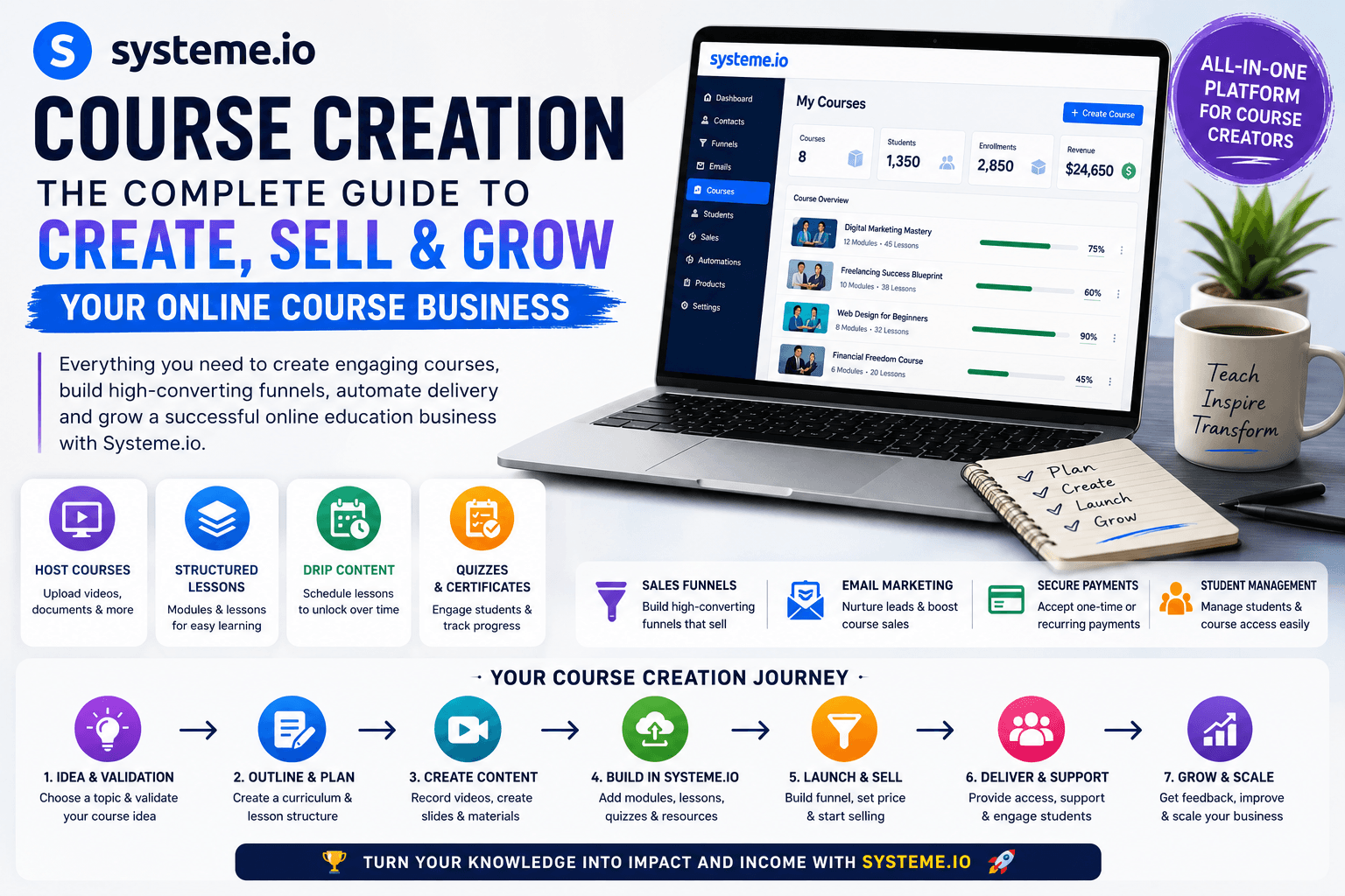 Systeme.io Course Creation: The Complete Guide to Creating, Selling, and Growing an Online Course